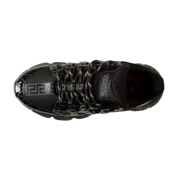 Versace Men's "Trigreca" Black Leather & Fabric Logo Sneakers Shoes US 7 IT 40 - Picture 7 of 8